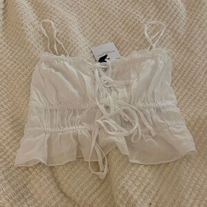 American Eagle Outfitters White Ruffle Top